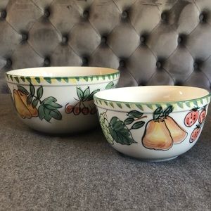 Set of 2 Silverton Casino Stoneware Bowls with Fruit Design